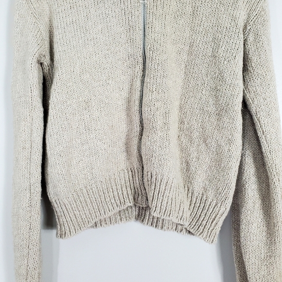 AGNES B PARIS WOOL/ALPACA BLEND ZIP CARDIGAN FAUX FUR COLLAR - Picture 2 of 11